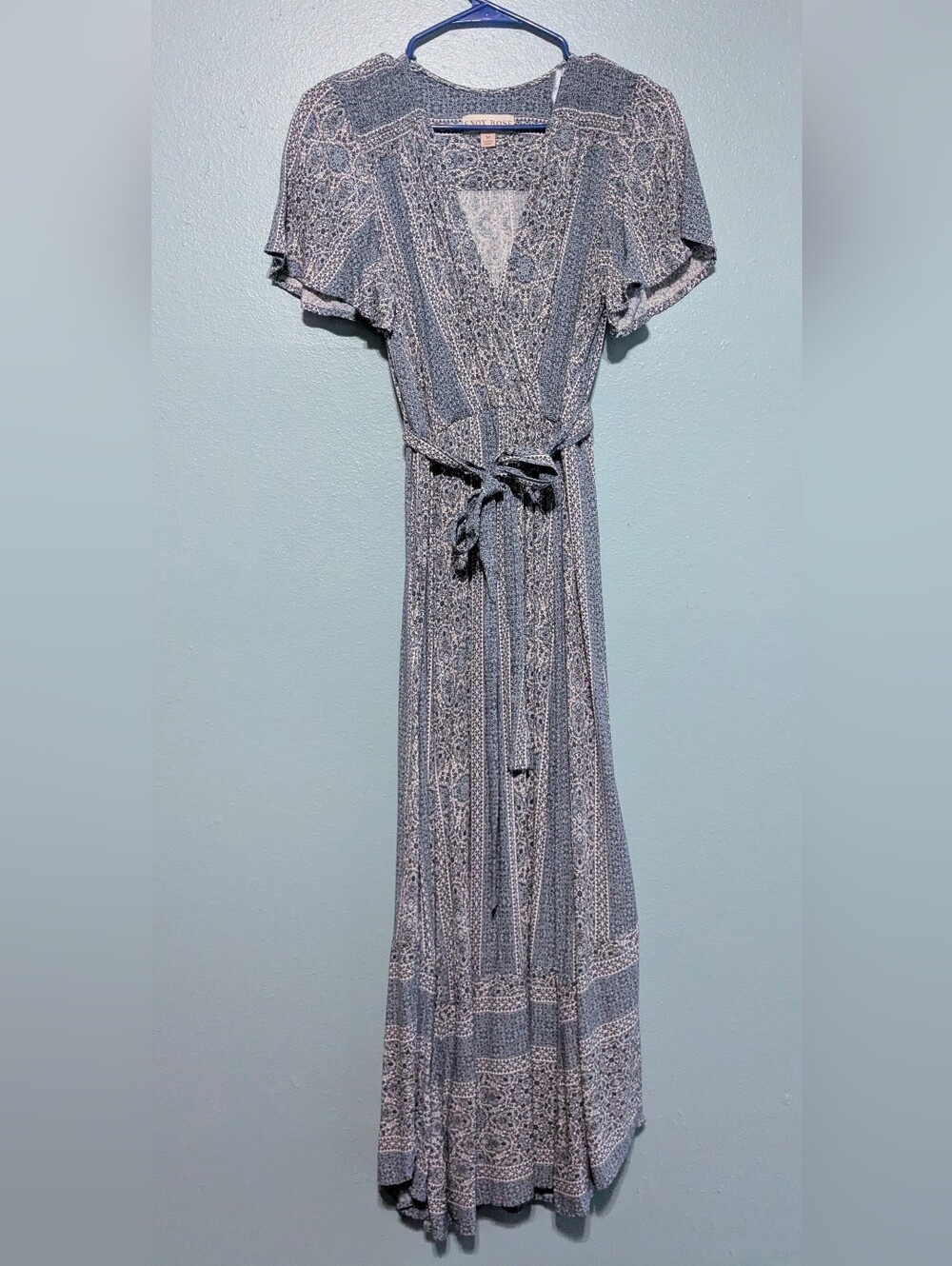 Knox Rose Blue Paisley Wrap Maxi Dress